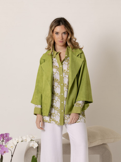 Trendy faux leather jacket  Olive colour
