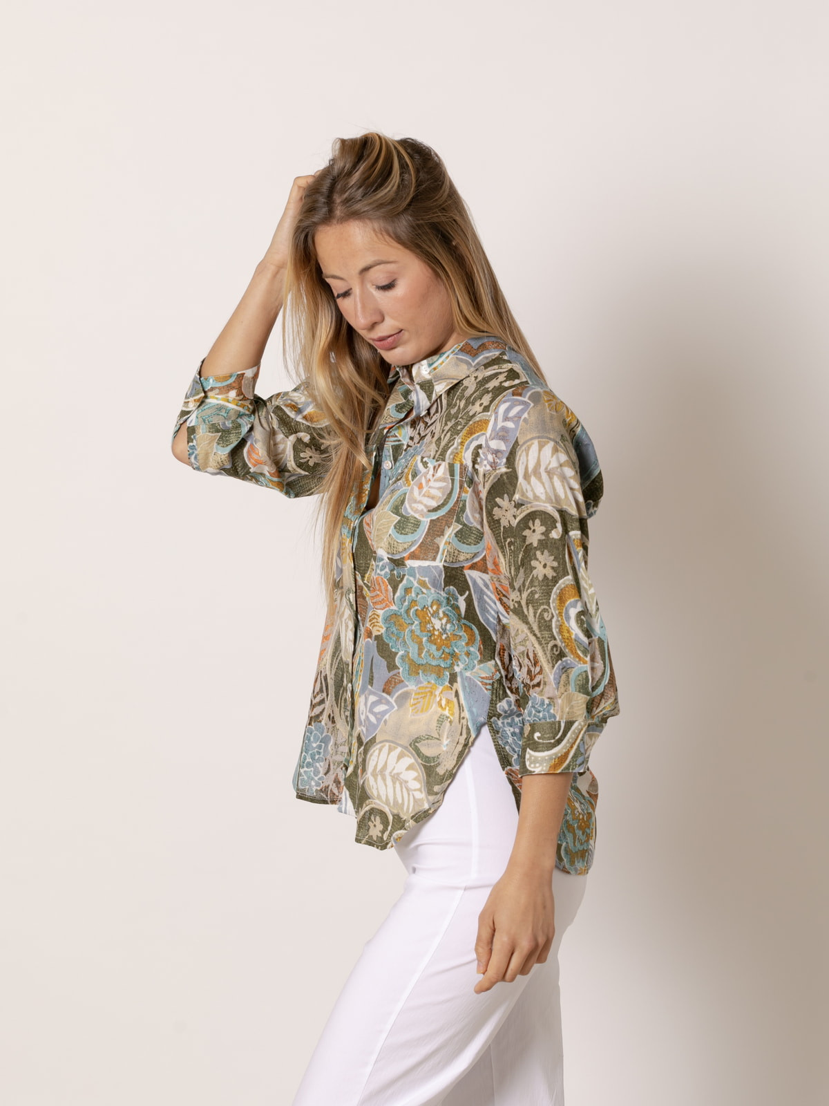 100% super print cotton shirt  Blue colour