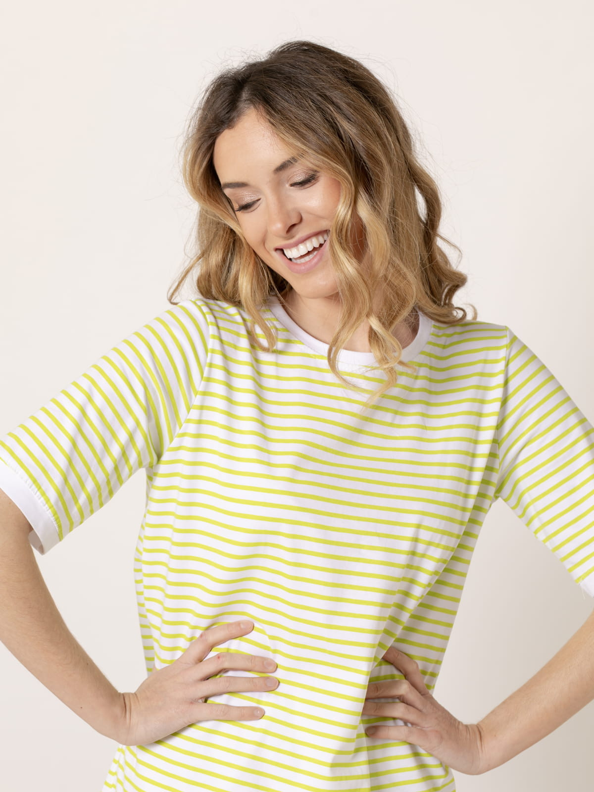Striped T-shirt with rounded edges  Lima colour