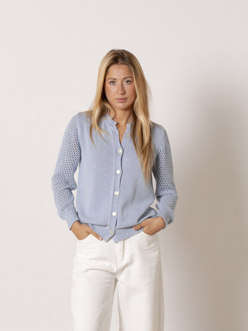 100% cotton knit jacket with box  celeste colour