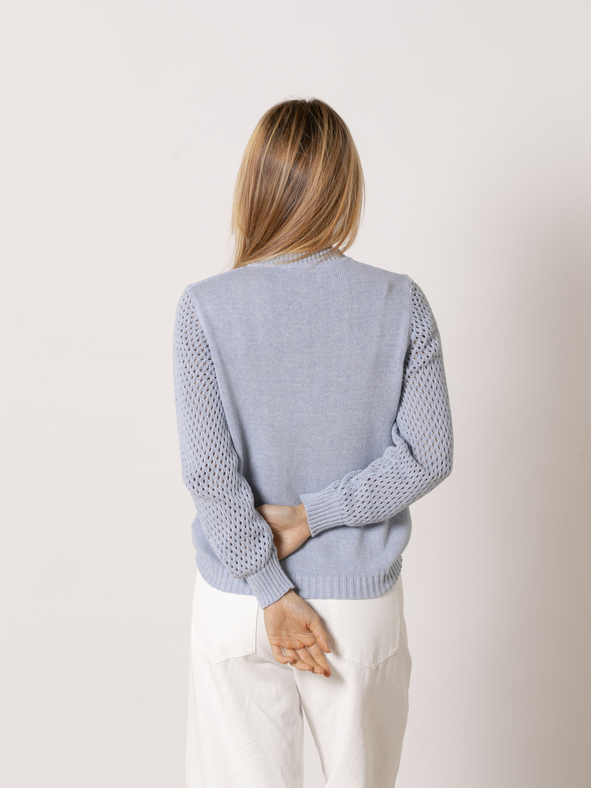 Chaqueta punto 100% cotton c/caja color celeste