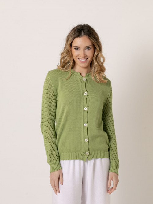 100% cotton knit jacket with box  Green colour