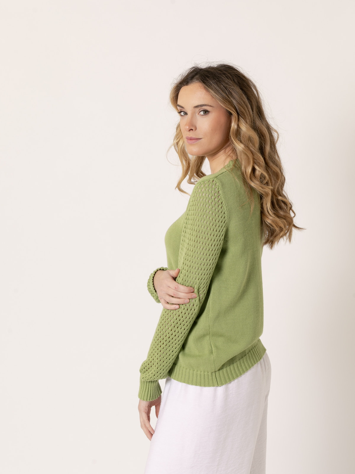 Chaqueta punto 100% cotton c/caja color Verde