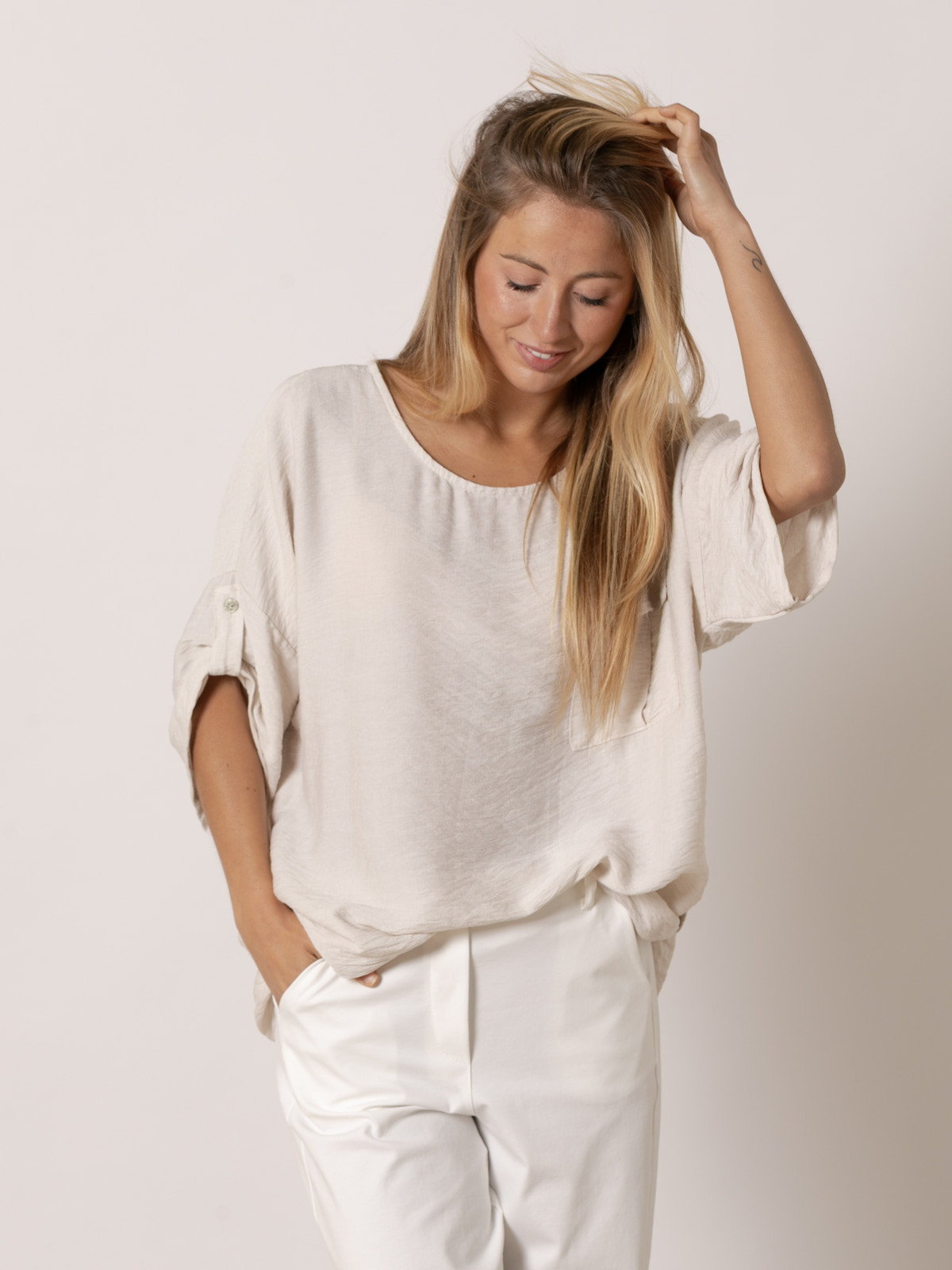 Eco-visco fluid blouse  Beige colour