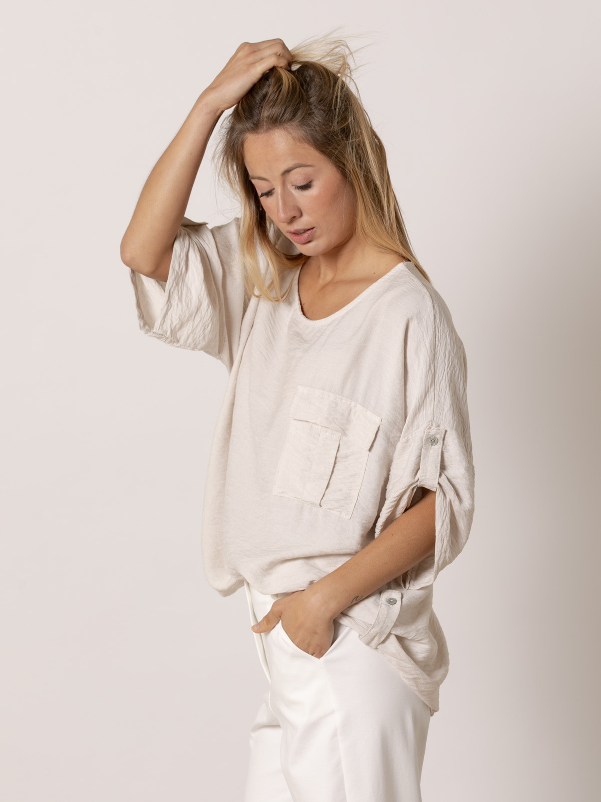 Eco-visco fluid blouse  Beige colour
