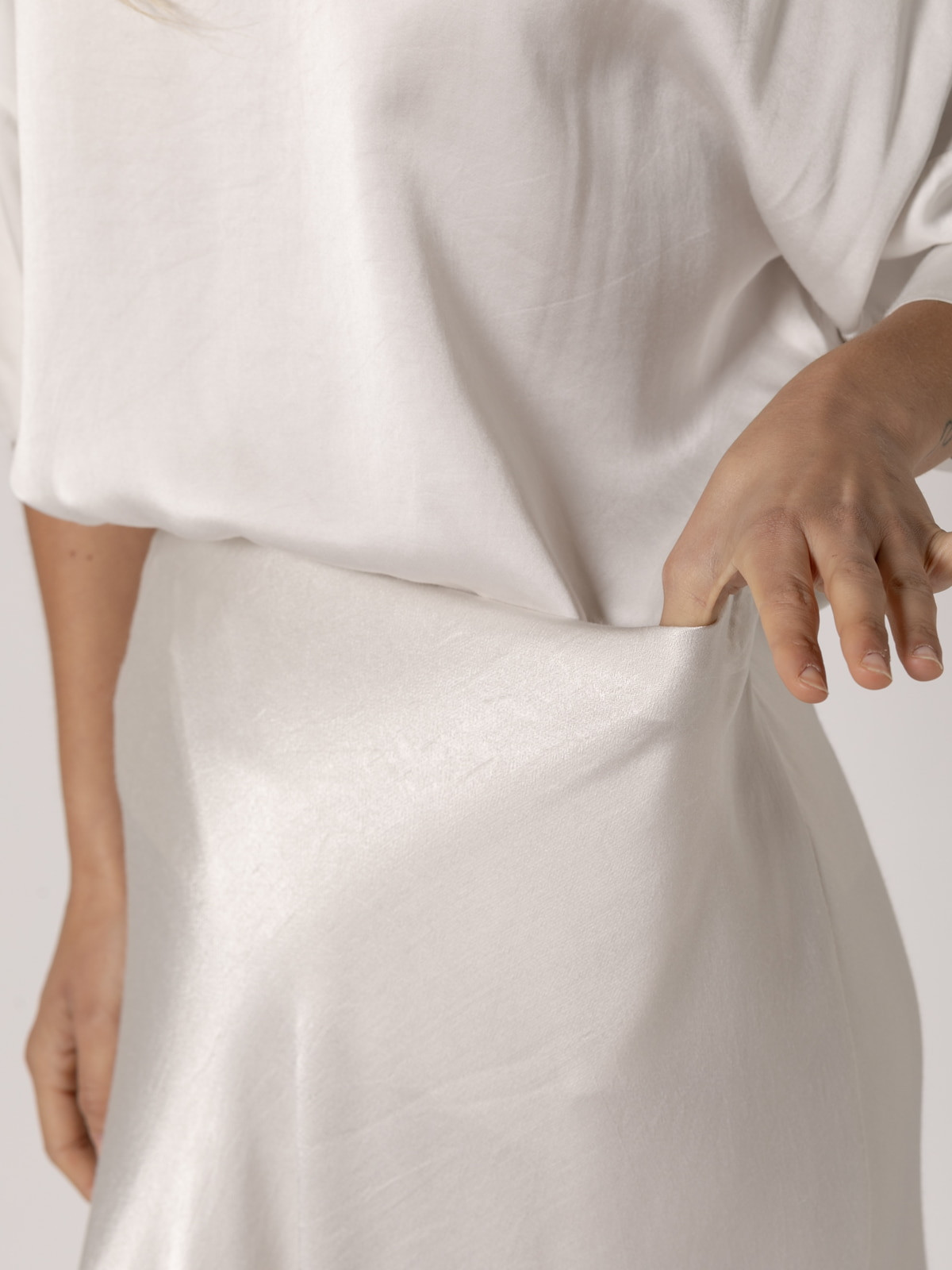 Long vegetable satin skirt  Beige colour