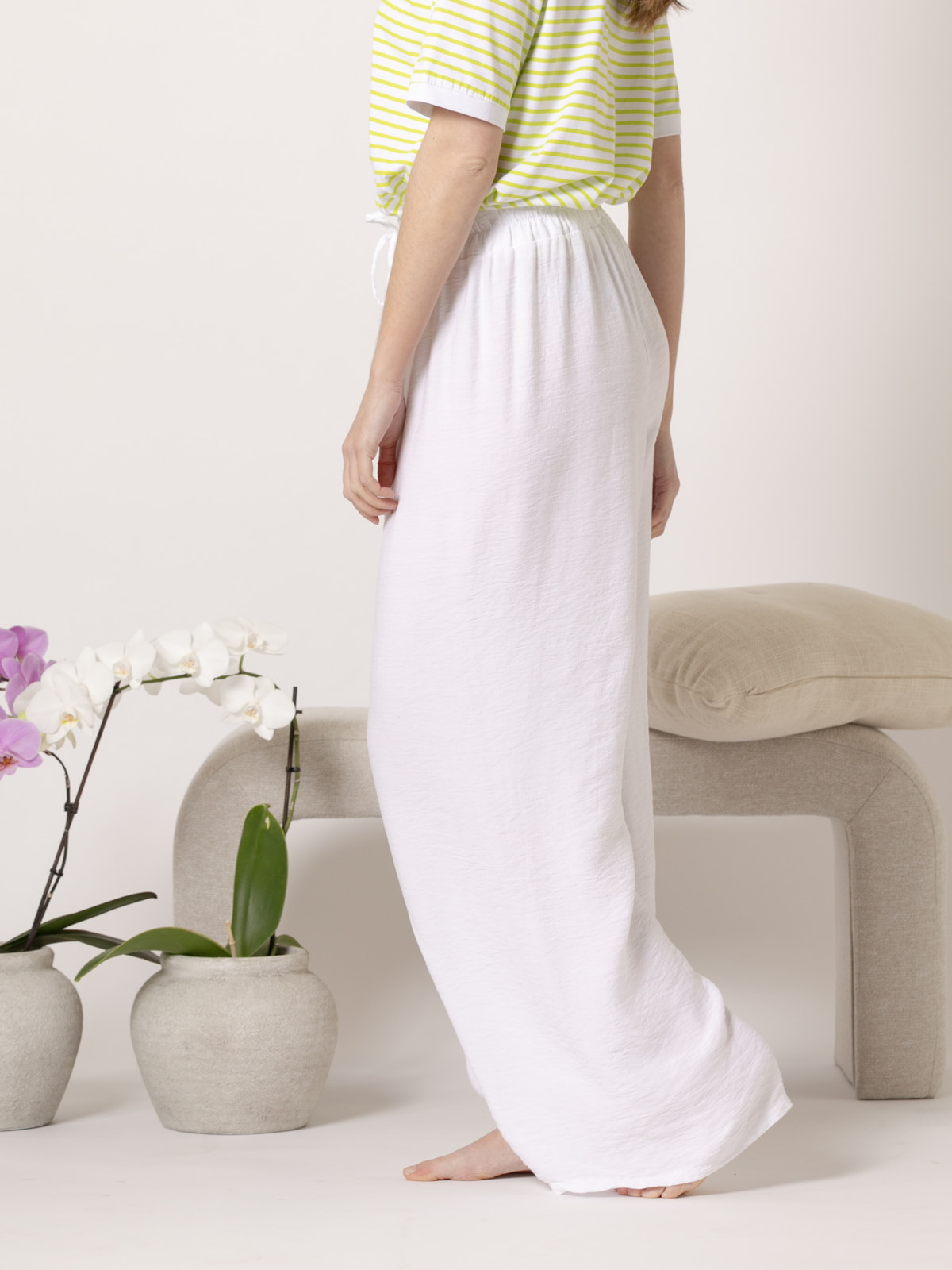 Basic vegetable viscose trousers  White colour