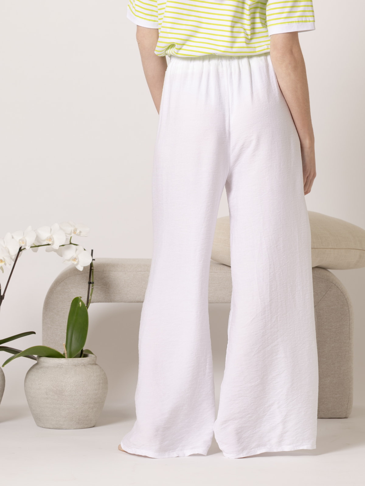 Basic vegetable viscose trousers  White colour