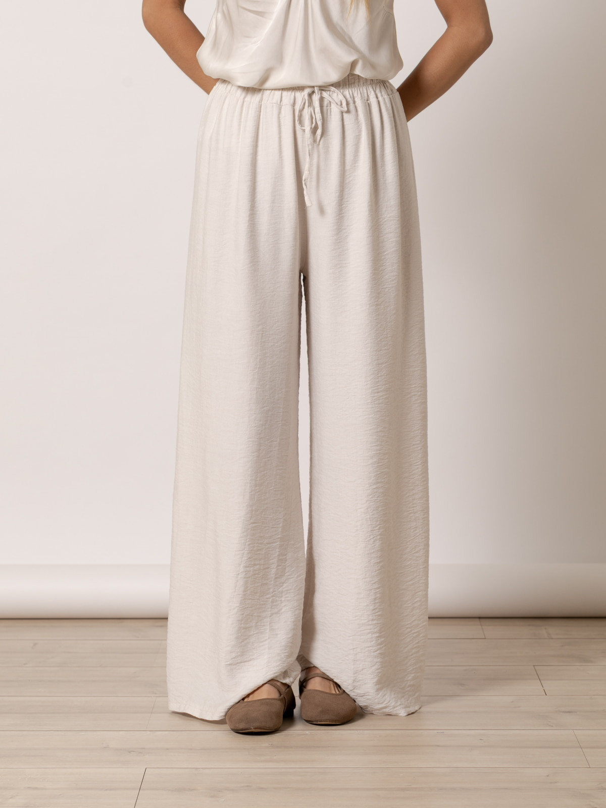 Basic vegetable viscose trousers  Beige colour