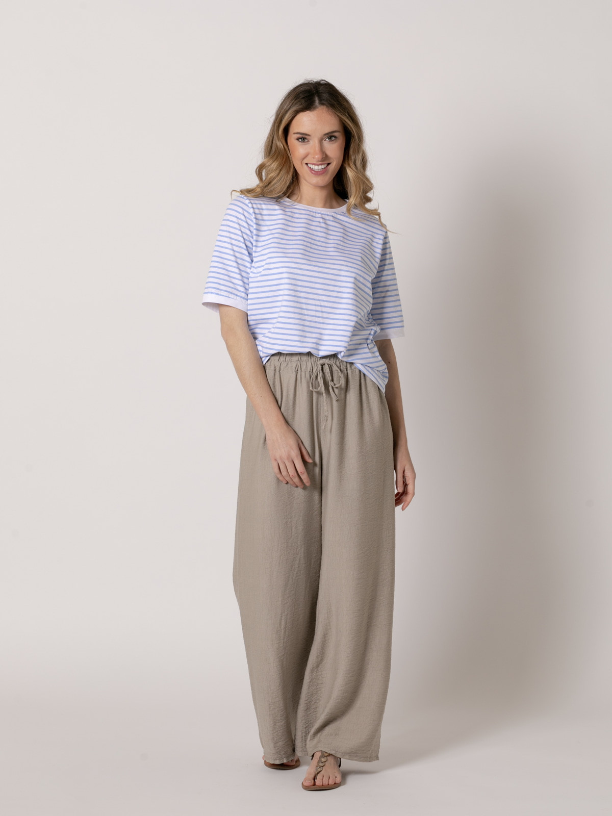 Basic vegetable viscose trousers  Taupe colour