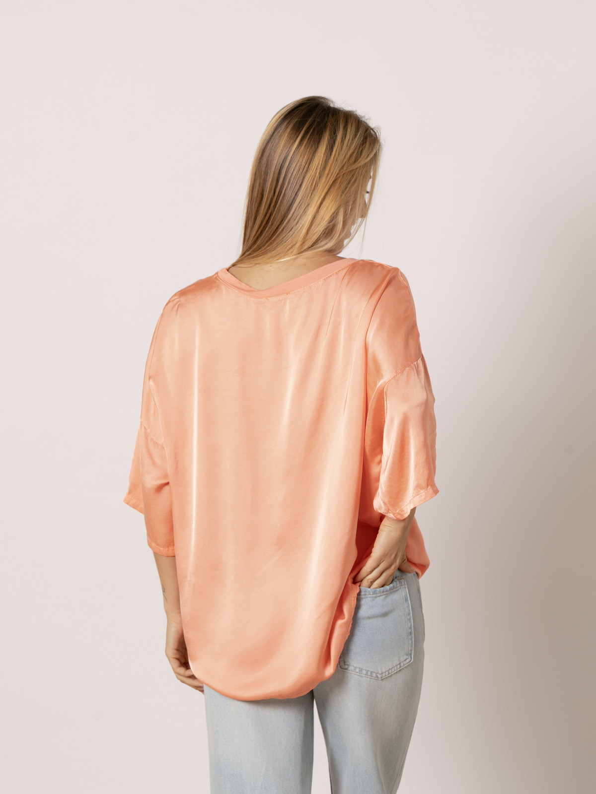 Oversized vegetable satin blouse  Orange colour