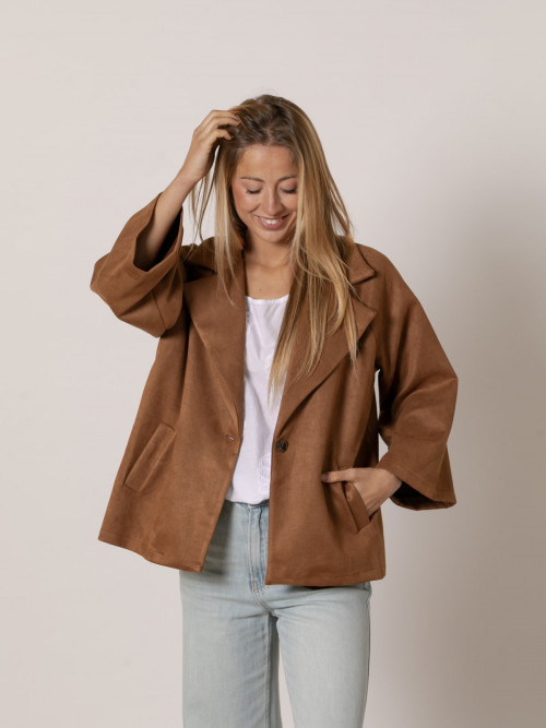 Chaqueta de piel sintética trendy color Camel