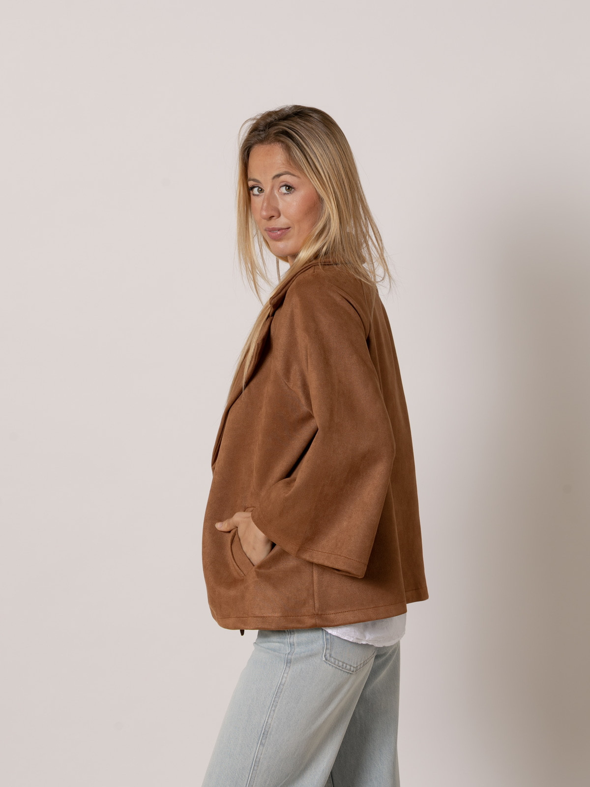 Chaqueta de piel sintética trendy color Camel