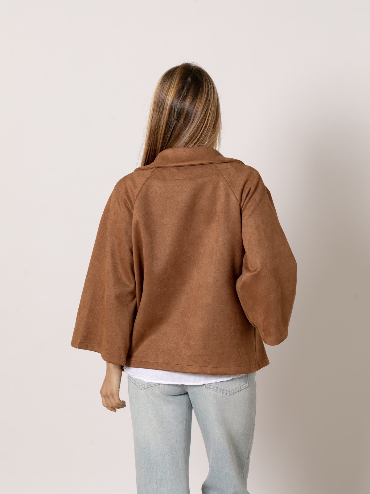 Chaqueta de piel sintética trendy color Camel