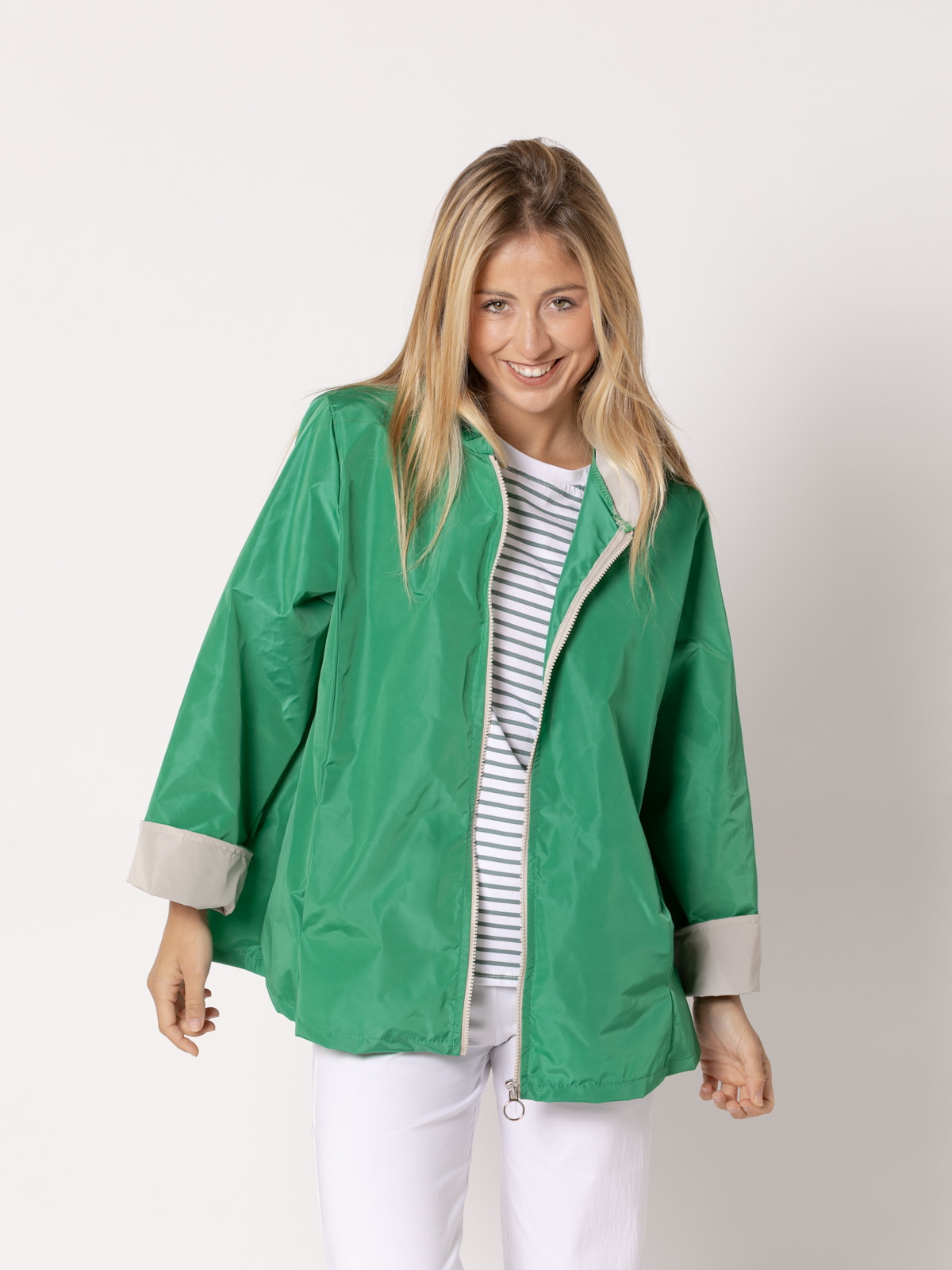 Waterproof jacket with piping  Green Gucci colour
