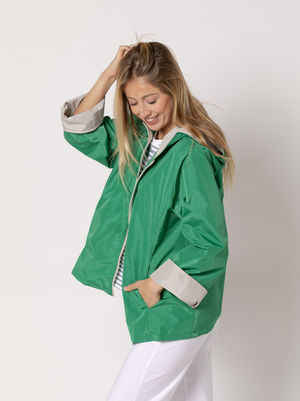 Waterproof jacket with piping  Green Gucci colour