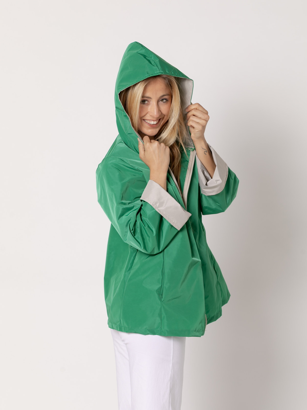 Waterproof jacket with piping  Green Gucci colour