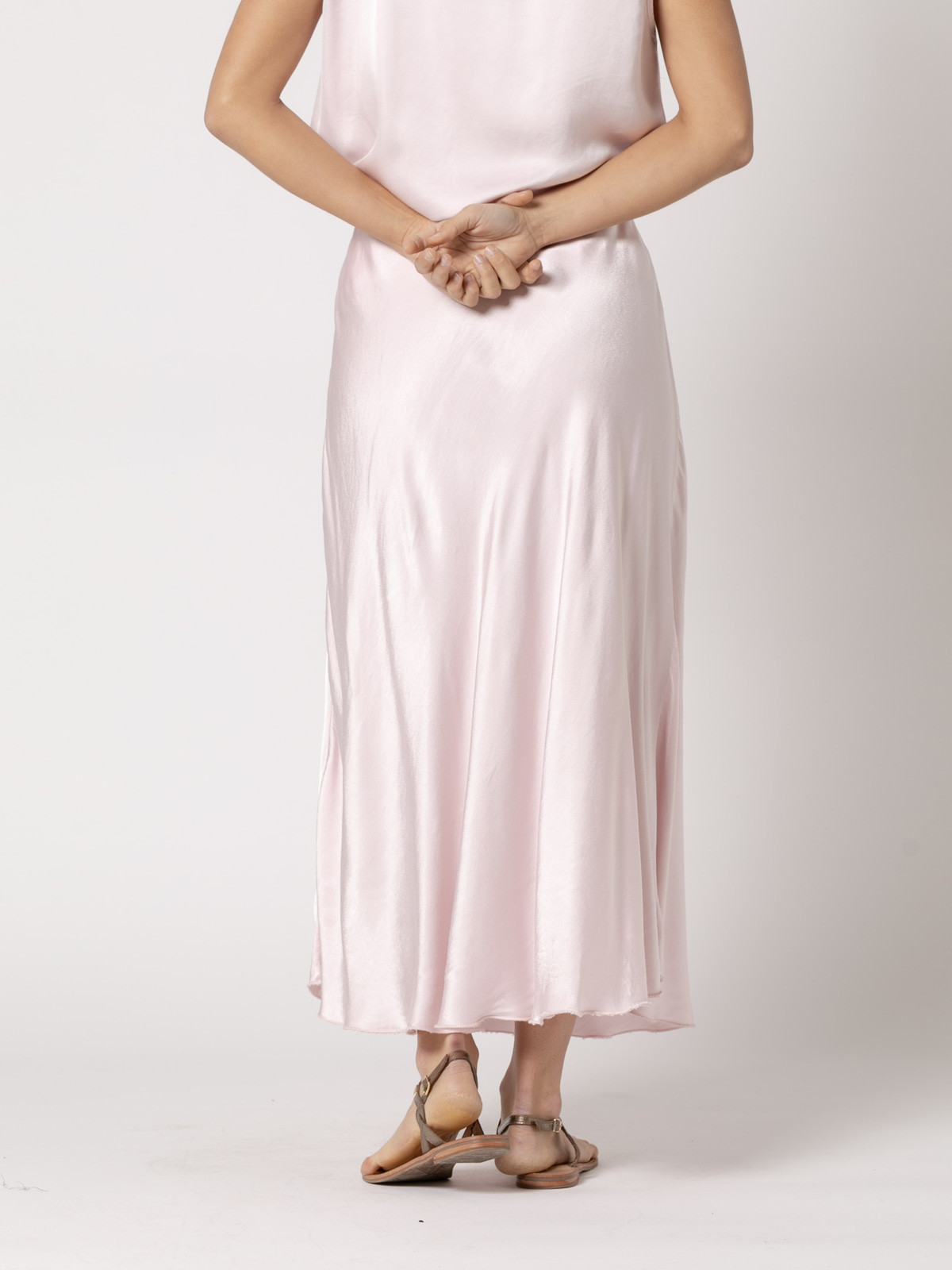 Long vegetable satin skirt  Pink colour