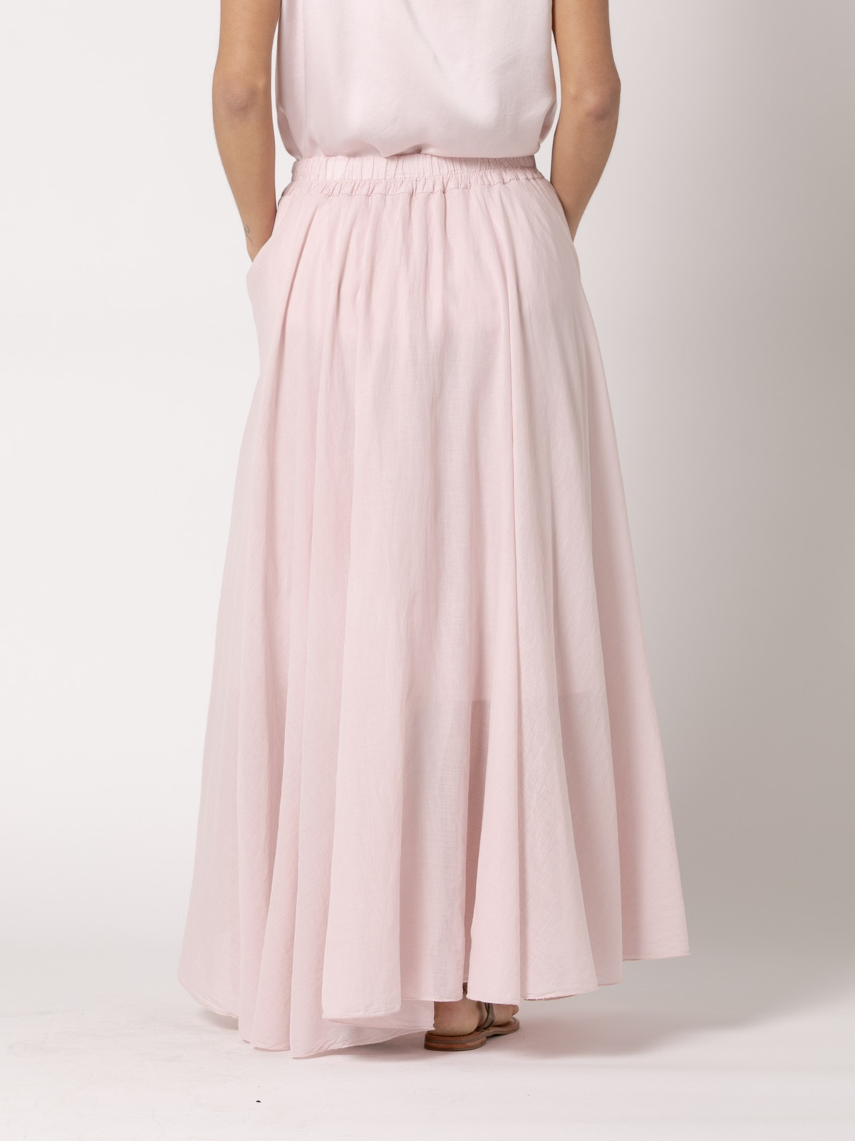 Long, full-length muslin skirt  Pink colour