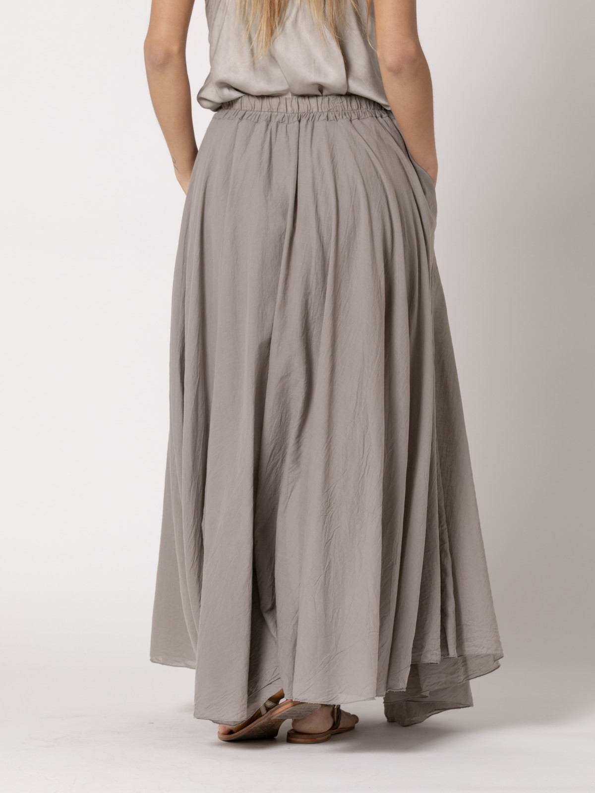 Long, full-length muslin skirt  Taupe colour