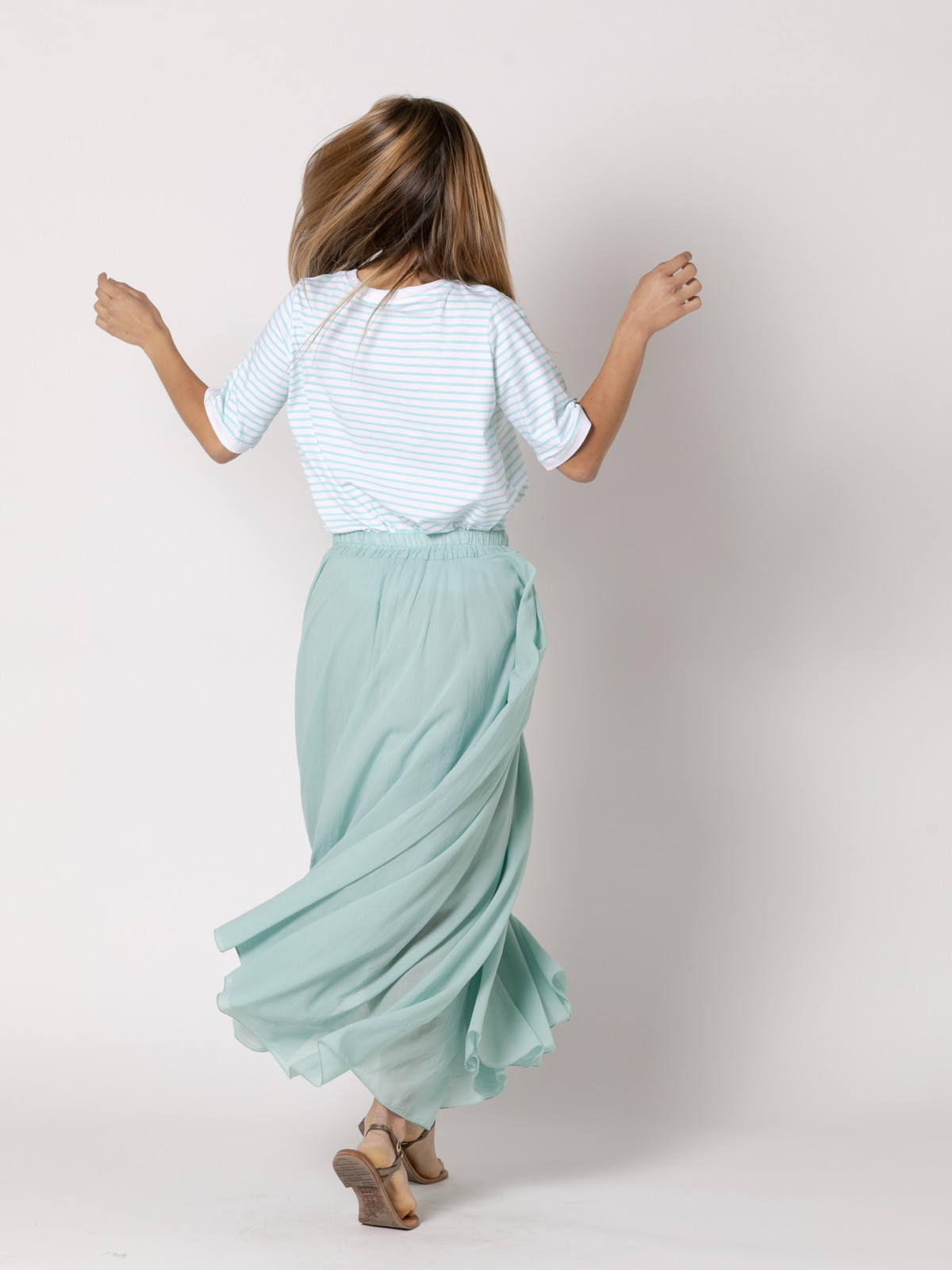 Long, full-length muslin skirt  Aqua colour