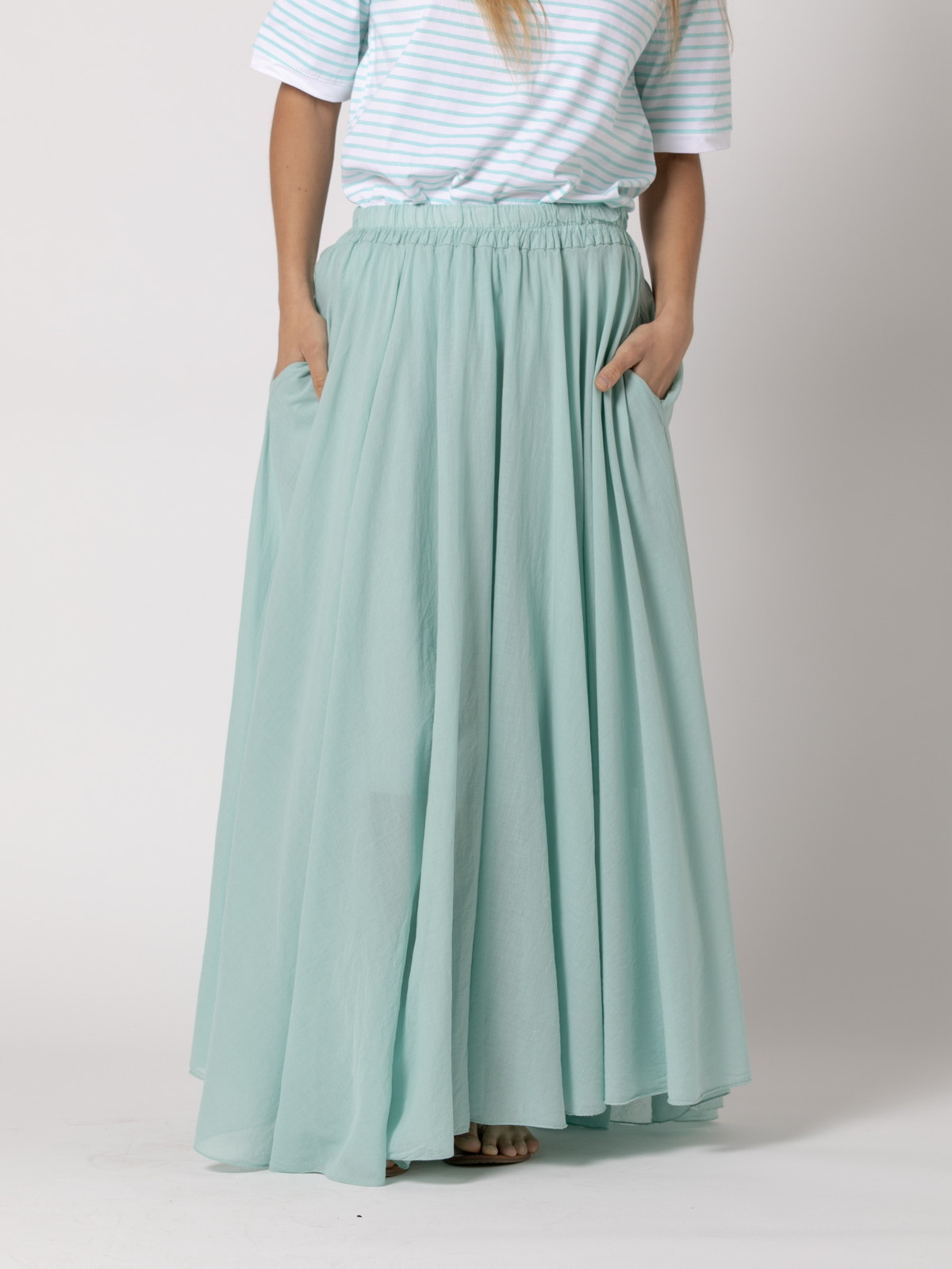 Long, full-length muslin skirt  Aqua colour