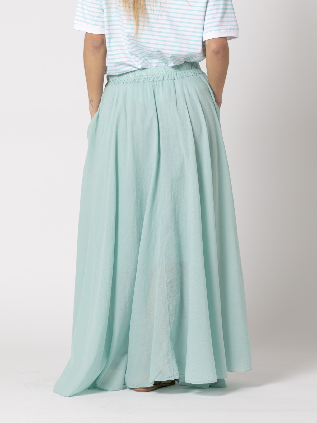 Long, full-length muslin skirt  Aqua colour