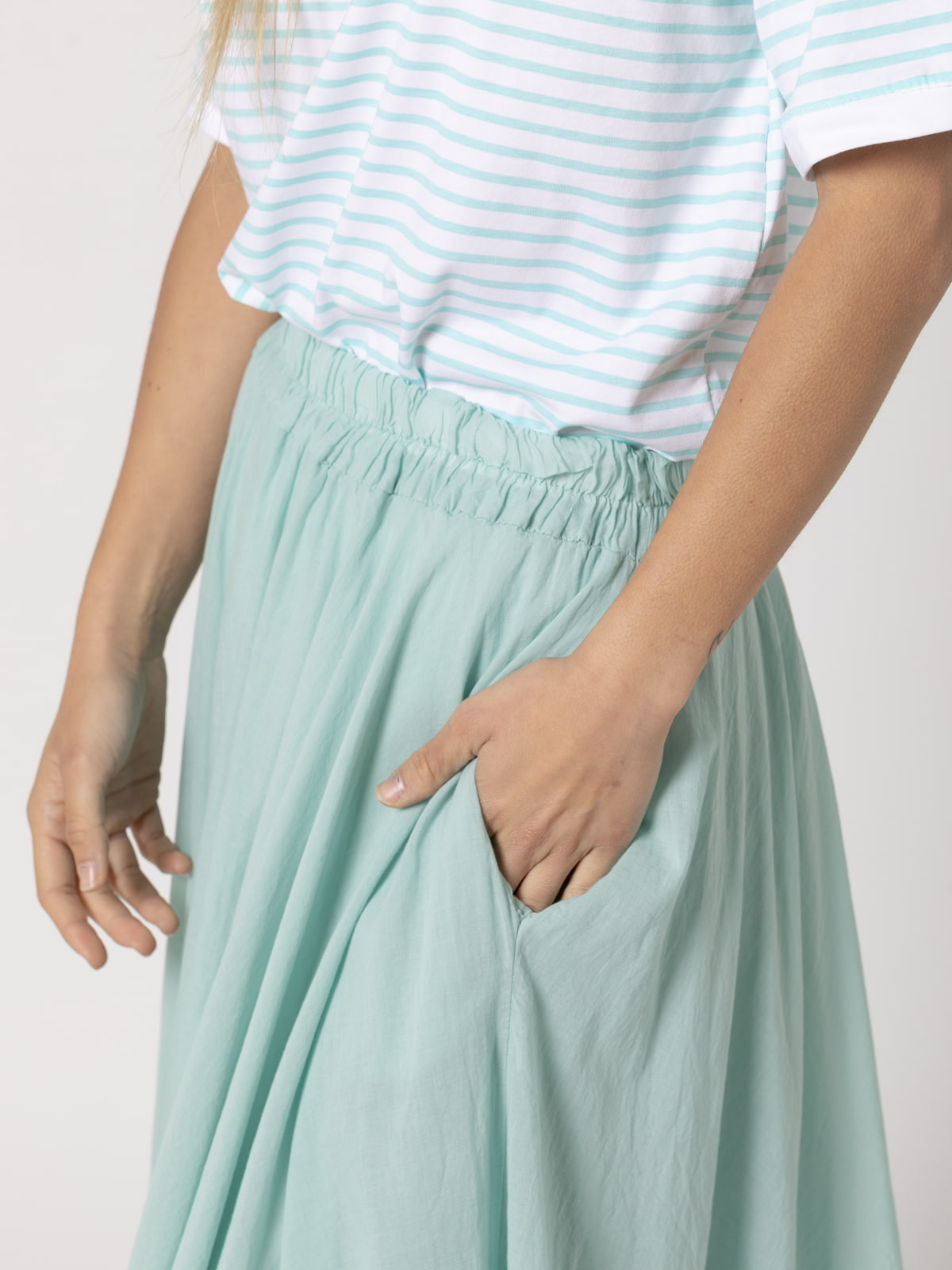 Long, full-length muslin skirt  Aqua colour