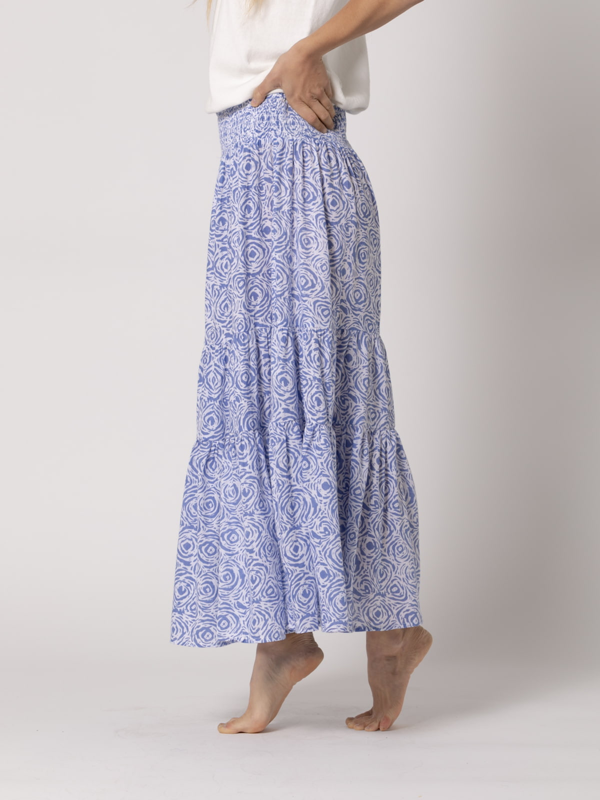 Long camellia skirt 100% cotton  Blue colour