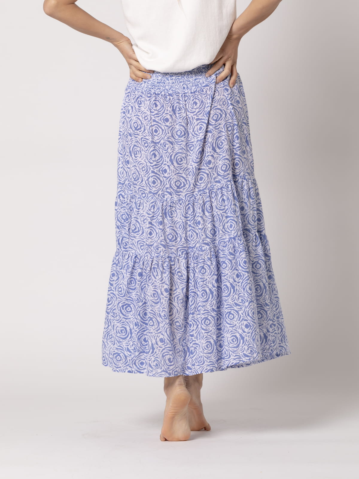 Long camellia skirt 100% cotton  Blue colour