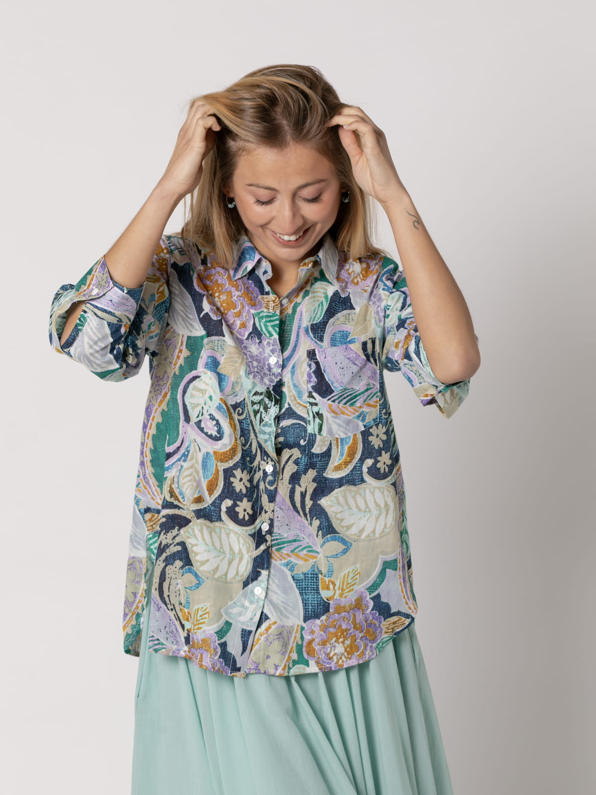 Camisa cotton 100% super print color Caqui