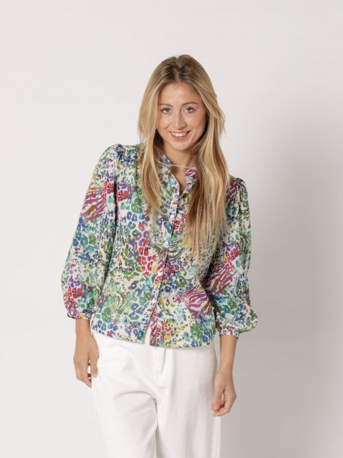 Trendy animal print box shirt  Green colour