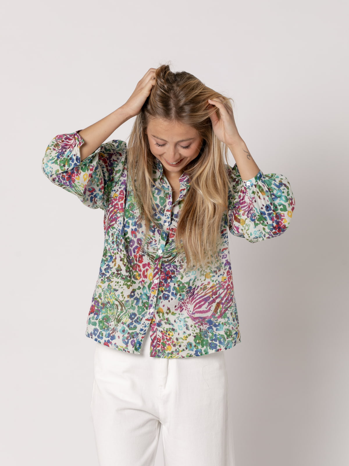 Trendy animal print box shirt  Green colour