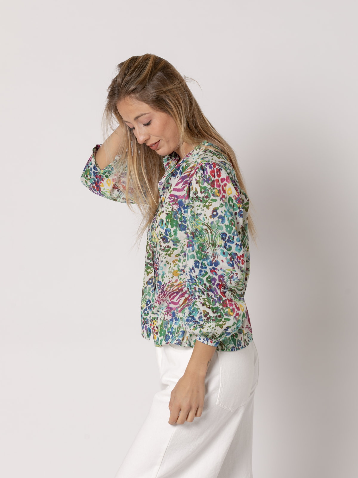 Camisa c/caja trendy animal print color Verde
