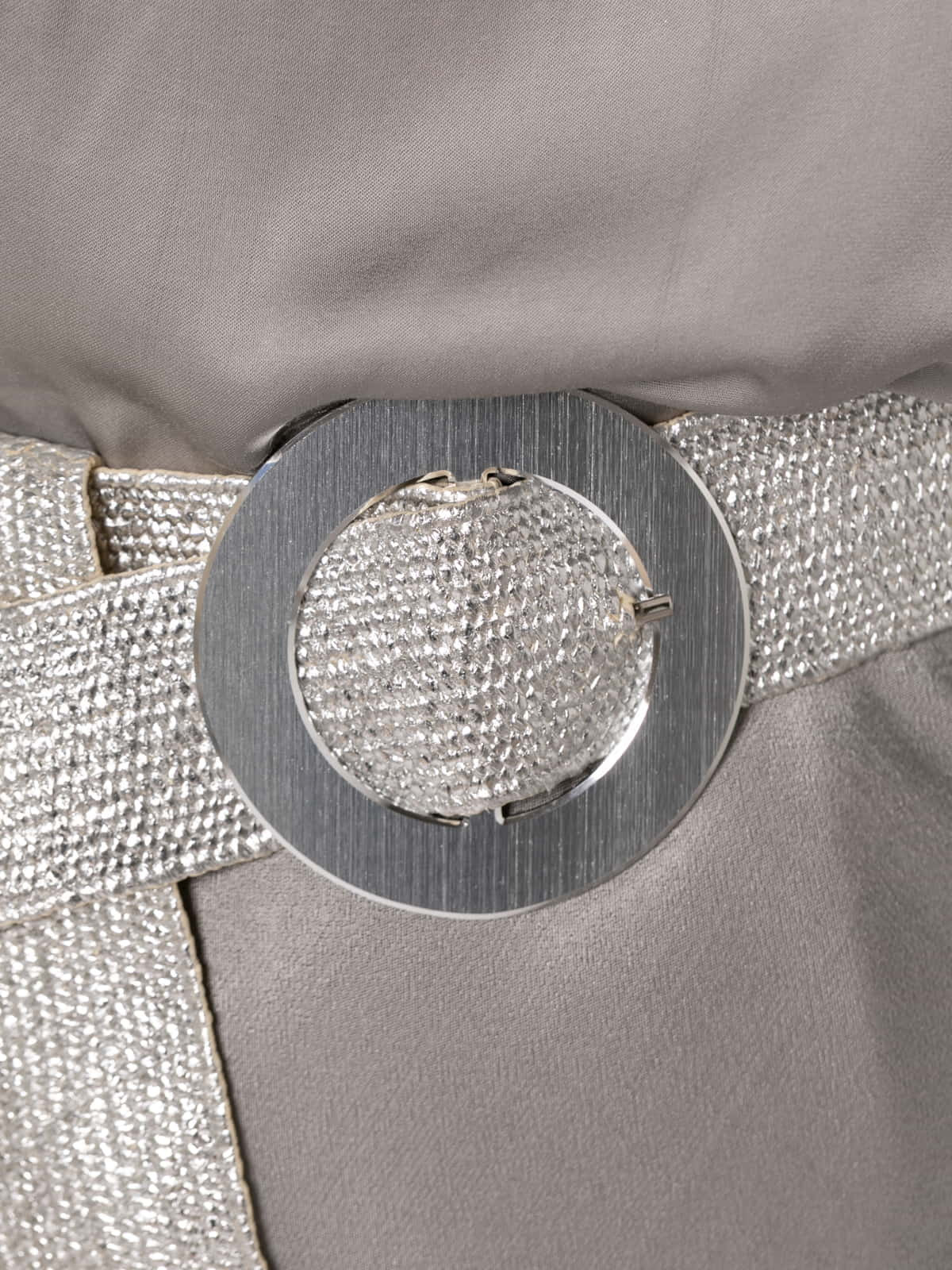 Elastic belt with round buckle  Plata colour