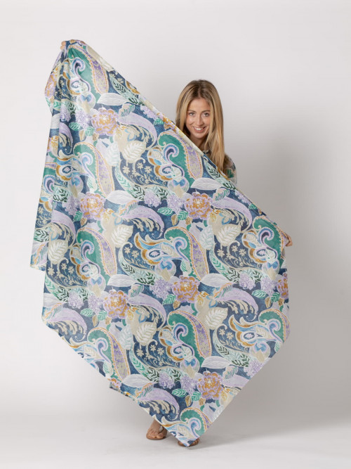 100% cotton cashmere pattern scarf  esmeralda colour