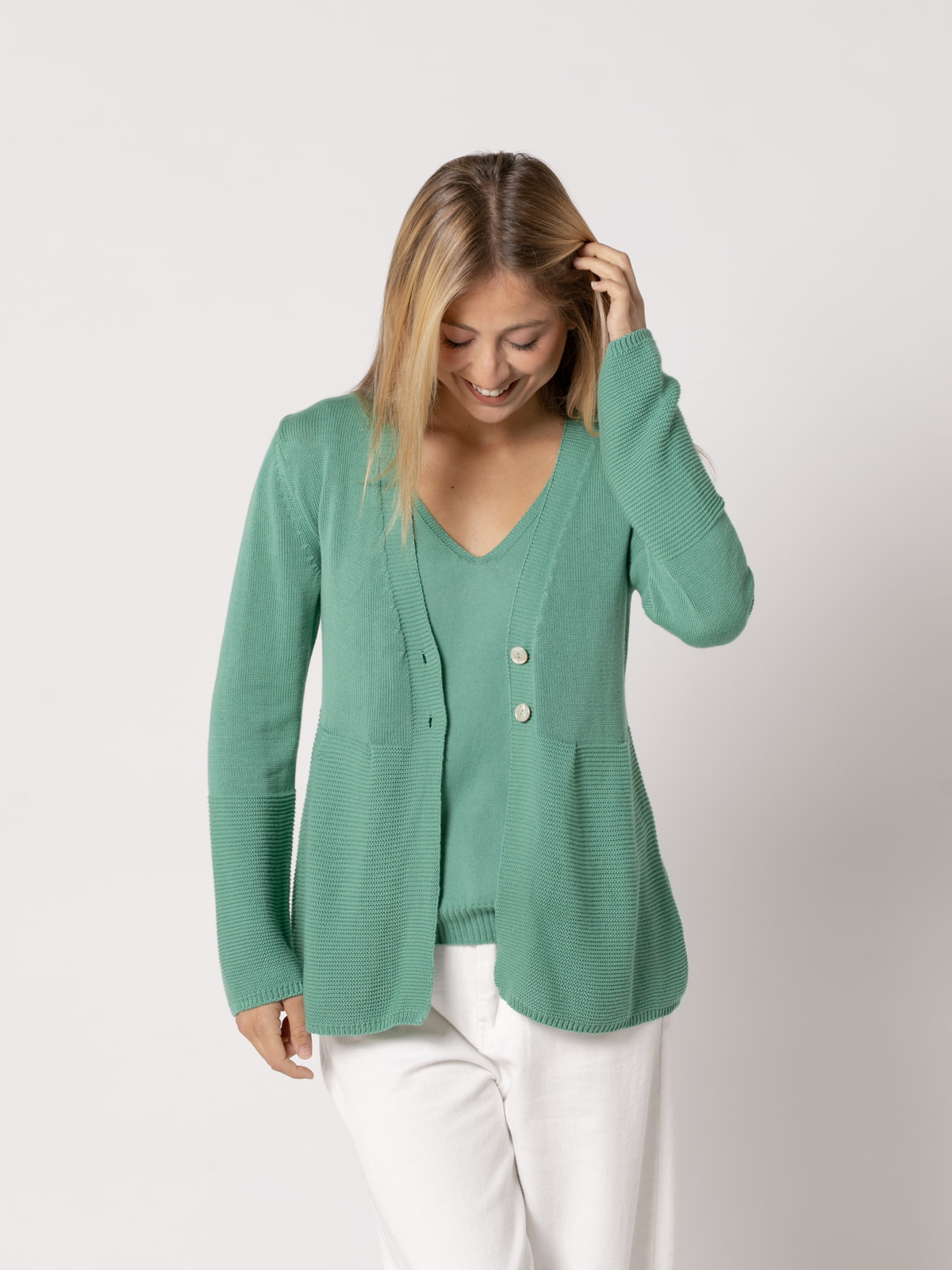 Chaqueta punto linch c/pico color esmeralda