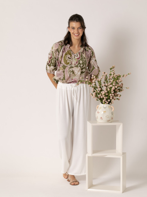 Pantalón fluido oversize color Blanco