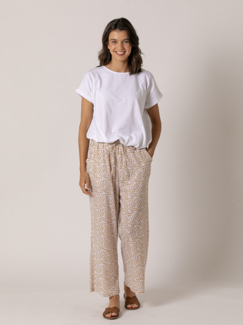 Pantalón bolsillos estampado algodón 100% color Blanco