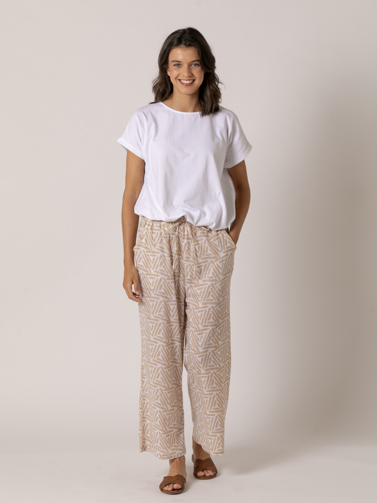 Pantalón bolsillos estampado algodón 100% color Blanco