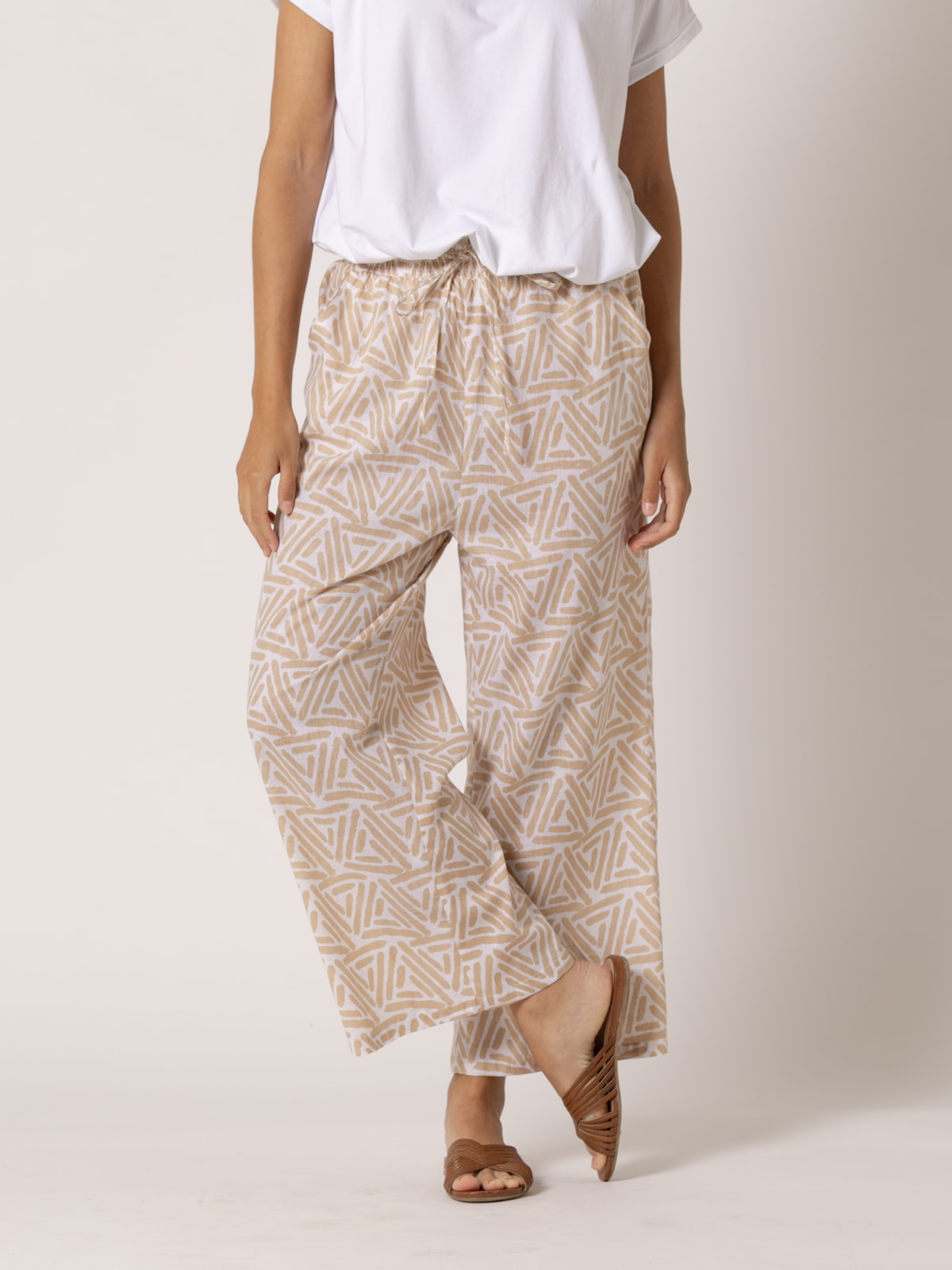 Pantalón bolsillos estampado algodón 100% color Blanco