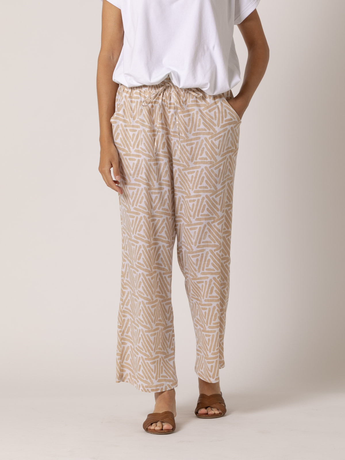 Pantalón bolsillos estampado algodón 100% color Blanco