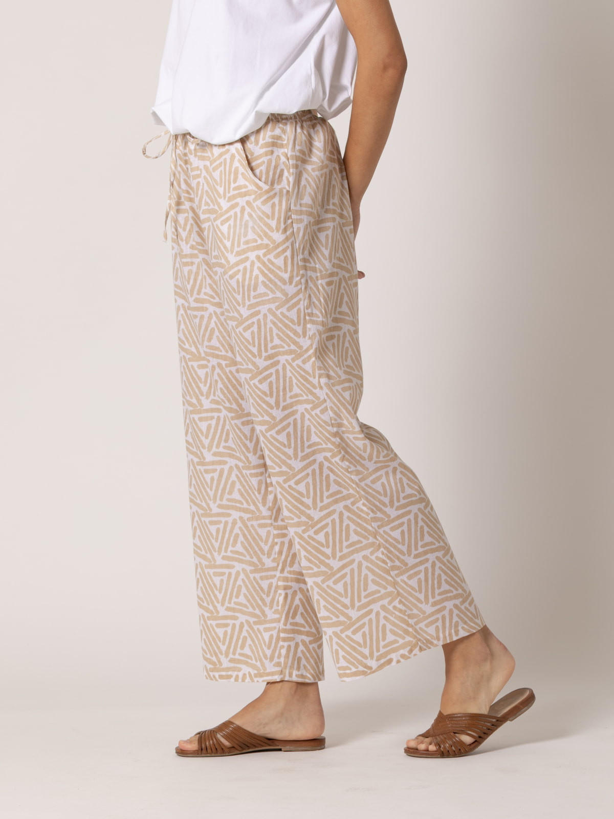 Pantalón bolsillos estampado algodón 100% color Blanco
