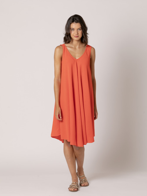 Vestido midi fluido tirante color Naranja