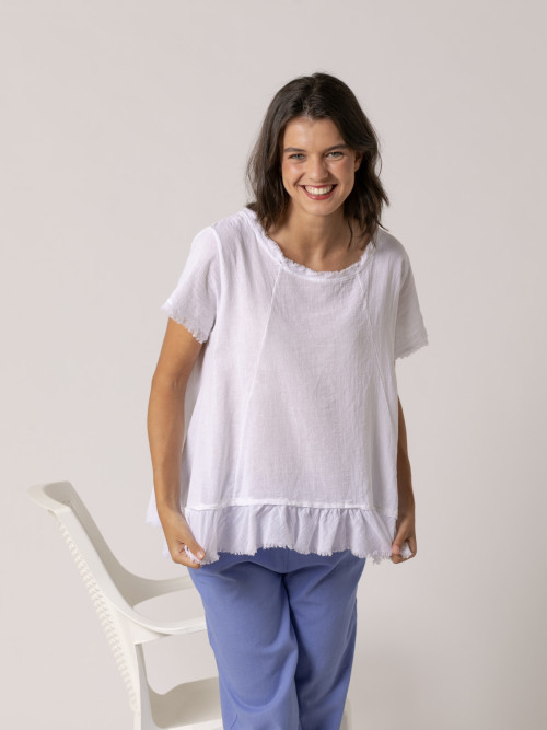 blusa fluida vuelo en bajo color Blanco