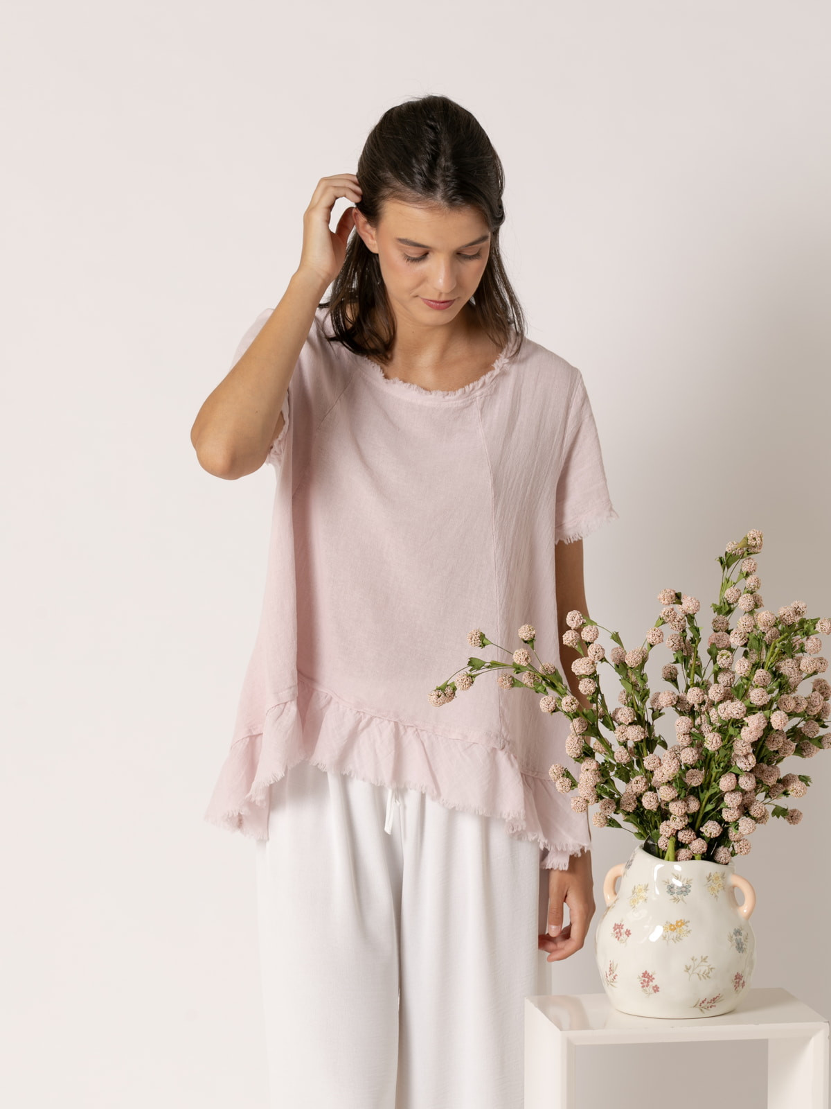 blusa fluida vuelo en bajo color Rosa