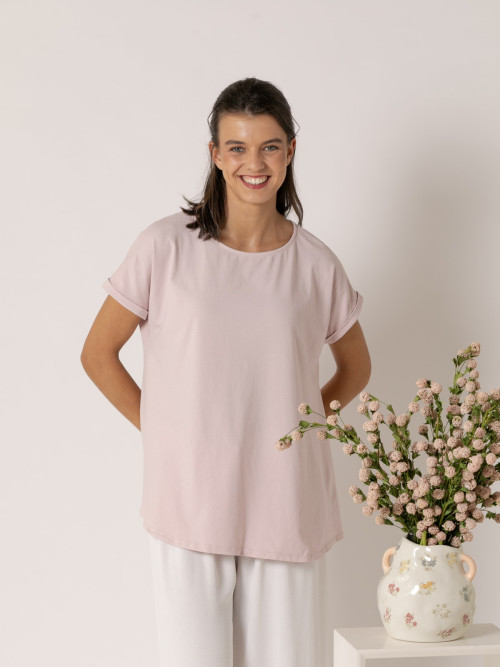 Camiseta cotton 100% diseño en A color Rosa