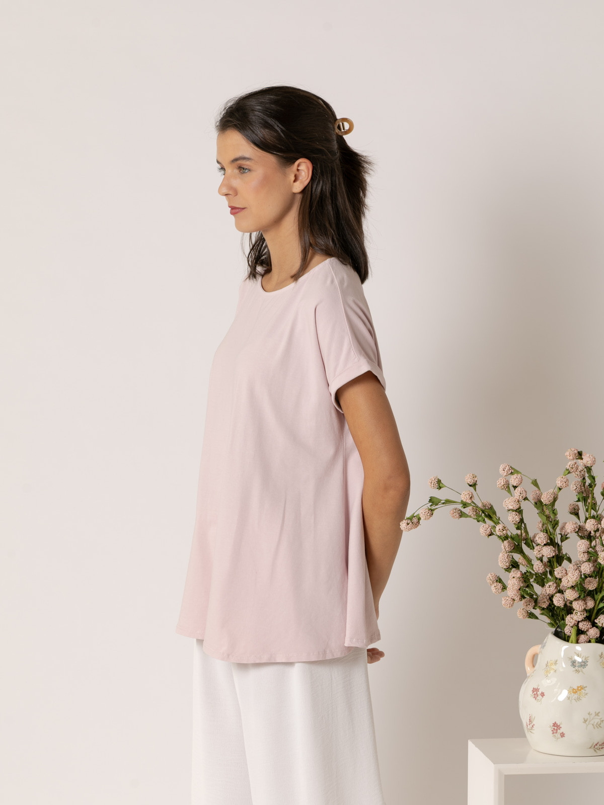 Camiseta cotton 100% diseño en A color Rosa