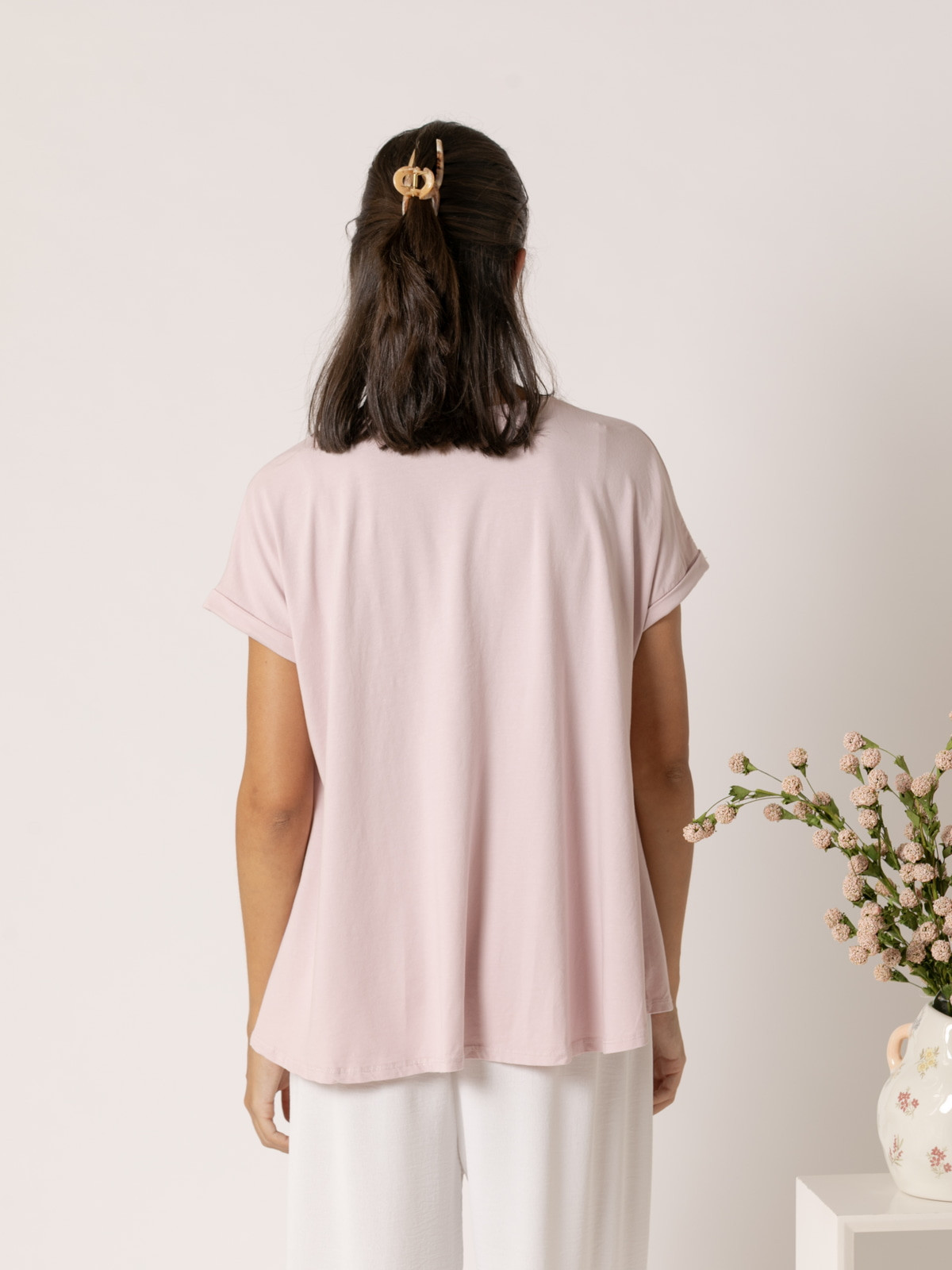 Camiseta cotton 100% diseño en A color Rosa