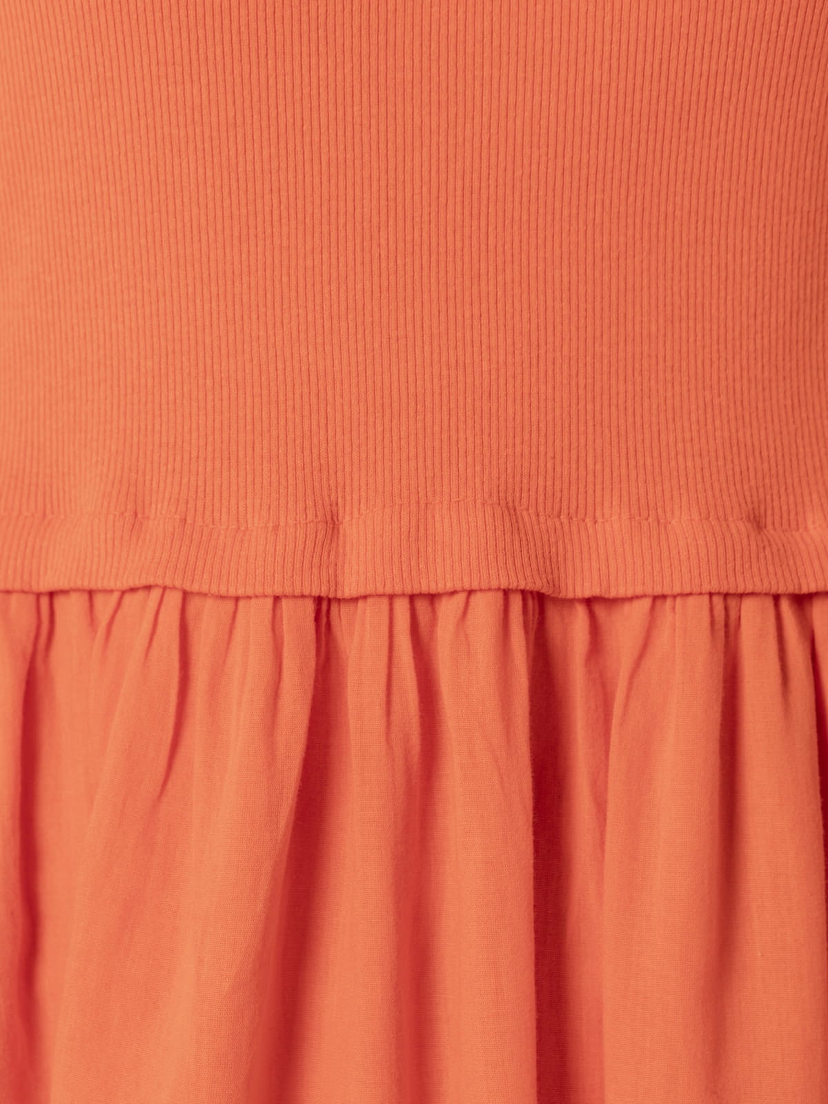 Vestido algodón tirantes falda vuelo color Naranja